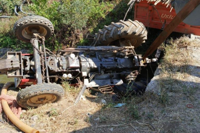 Sulama kanalına devrilen traktörün 20 yaşındaki sürücüsü öldü