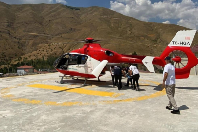 Yüksekten düşen çocuk için helikopter ambulans havalandı